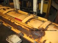 Removing the skin from a Meyer plow moldboard